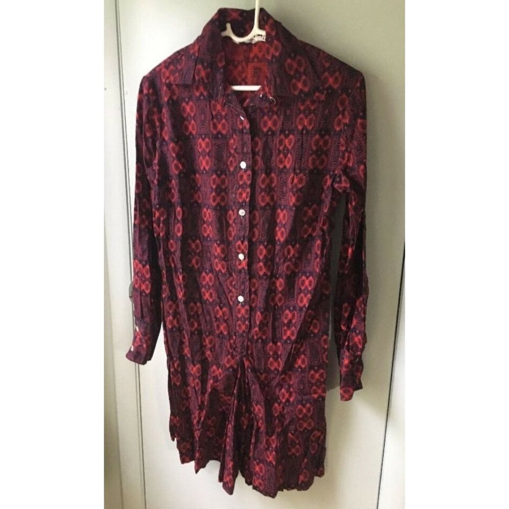 Miss Fashionality Romper vintage red blue purple geometric medieval print